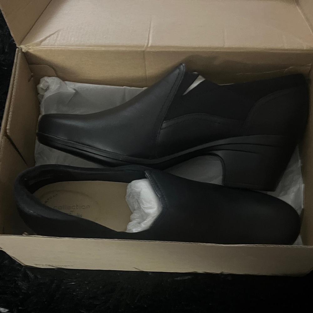 Clarks Black Amelia Slip-On Shoes